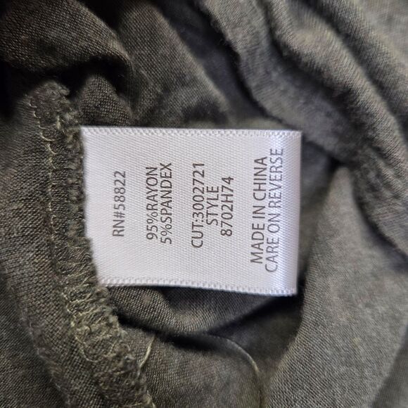 Max Studio Shirt Womens Medium Olive Short Sleeve Asymmetrical Tie Hem Tunic - Picture 8 of 8